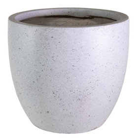 IDEALIST Contemporary Grey Marble Light Concrete Egg Garden Round Planter Large, Outdoor Plant Pot D46 H45 cm, 75L