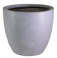 IDEALIST Contemporary Stone Grey Light Concrete Egg Garden Round Planter Large, Outdoor Plant Pot D56 H52 cm, 128L