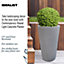 IDEALIST Contemporary Stone Grey Light Concrete Round Garden Tall Planter, Outdoor Large Plant Pot H51 L32 W32 cm, 41L