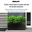 IDEALIST Contemporary Trough Garden Planter, Black Concrete Outdoor Large Plant Pot H30 L60 W30 cm, 54L