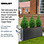 IDEALIST Contemporary Trough Garden Planter, Faux Lead Dark Grey Concrete Light Outdoor Large Plant Pot H41 L85 W26 cm, 91L