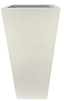 IDEALIST Contemporary White Light Concrete Garden Tall Planter, Outdoor Plant Pot with Tapered Shape H50.5 L24.5 W24.5 cm, 30L