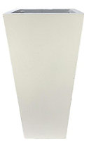 IDEALIST Contemporary White Light Concrete Garden Tall Planter, Outdoor Plant Pot with Tapered Shape H65 L32 W32 cm, 67L