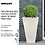 IDEALIST Contemporary White Light Concrete Garden Tall Planter, Outdoor Plant Pot with Tapered Shape H65 L32 W32 cm, 67L