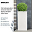 IDEALIST Contemporary White Light Concrete Garden Tall Square Planter, Outdoor Plant Pot H70 L33 W33 cm, 79L