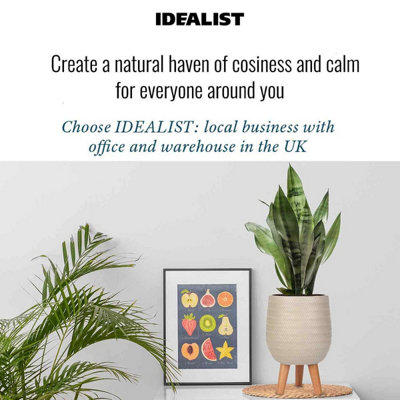 IDEALIST™ (Dia) 15cm Beige Reinforced Stone Flower Pot, Plaited Indoor Plant Pot on Legs D15 H34 cm