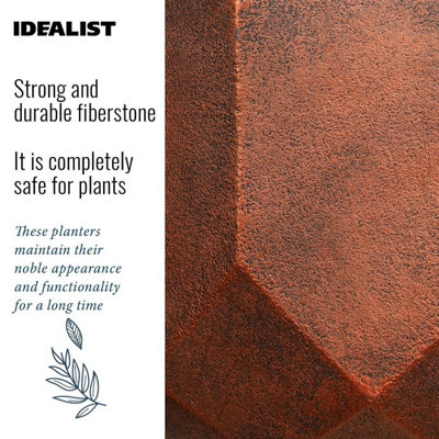 IDEALIST™ (Dia) 19cm Round Planter, Bronze Reinforced Stone Indoor Bowl Plant Pot for Indoor Plants D19 H17 cm, 4L