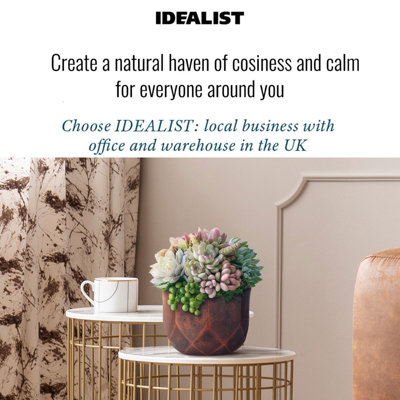 IDEALIST™ (Dia) 19cm Round Planter, Bronze Reinforced Stone Indoor Bowl Plant Pot for Indoor Plants D19 H17 cm, 4L