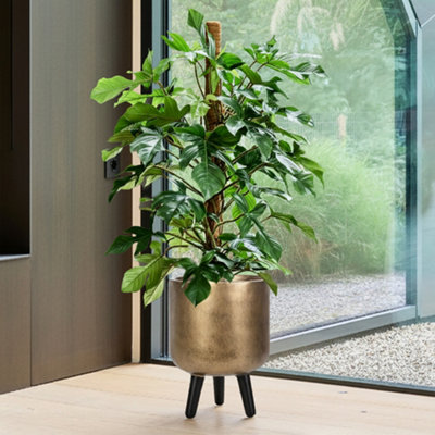 IDEALIST™ (Dia) 21cm Round Planter with Legs, Gold Reinforced Stone ...