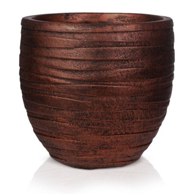 IDEALIST™ (Dia) 23cm Bronze Reinforced Stone Flower Pot, Round Planter ...