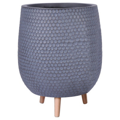 IDEALIST�™ (Dia) 44cm Grey Reinforced Stone Flower Pot, Round Indoor Plant Pot on Legs D40 H55 cm, with Inner Top D36 cm, 49L