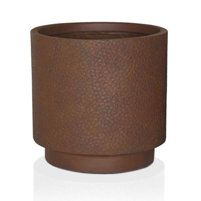 IDEALIST (Dia) 45cm Round Planter, Hammered Terracotta Effect Cylinder Outdoor Plant Pot D45 H45 cm, 62.4L