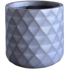 IDEALIST Diamond Style Grey Planter Table, Round Indoor Plant Pot Also Can Be Used as Hanging Planter D24 H24 cm, 10.9L