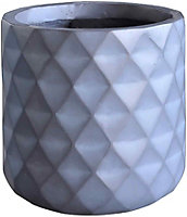 IDEALIST Diamond Style Grey Planter Table, Round Indoor Plant Pot Also Can Be Used as Hanging Planters D17.5 H17.5 cm, 4.2L