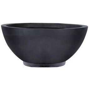 IDEALIST Dish Style Smooth Black Garden Bowl Planter, Outdoor Plant Pot D35.5 H16 cm, 16L