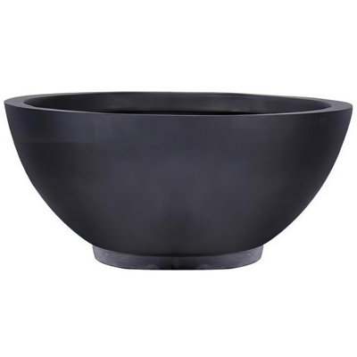 IDEALIST Dish Style Smooth Black Garden Bowl Planter, Outdoor Plant Pot D45 H20 cm, 32L DIY at B&Q