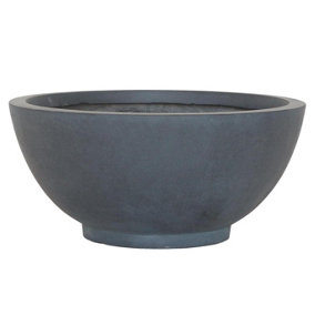 IDEALIST Dish Style Smooth Dark Grey Garden Bowl Planter, Outdoor Plant Pot D45 H20 cm, 32L