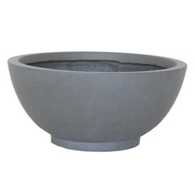 IDEALIST Dish Style Smooth Light Grey Garden Bowl Planter, Outdoor Plant Pot D35.5 H16 cm, 16L