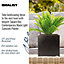 IDEALIST Flower Box Square Garden Planter, Black Light Concrete Outdoor Plant Pot H25 L25 W25 cm, 16L