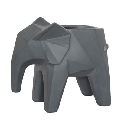 IDEALIST Geometry Style Grey Elephant Planter, Oval Indoor Plant Pot for Indoor Plants L39 W20.5