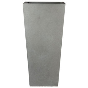 IDEALIST Grey Light Concrete Garden Tall Planter, Outdoor Plant Pot with Tapered Shape H50.5 L24.5 W24.5 cm, 30L