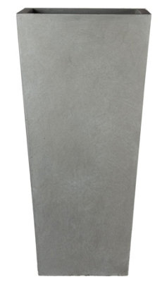 IDEALIST Grey Light Concrete Garden Tall Planter, Outdoor Plant Pot with Tapered Shape H65 L32 W32 cm, 67L