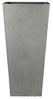 IDEALIST Grey Light Concrete Garden Tall Planter, Outdoor Plant Pot with Tapered Shape H89 L43 W43 cm, 165L