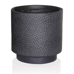 IDEALIST Hammered Stone Black Cylinder Outdoor Planter D30 H30 cm, 17.2L