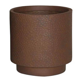 IDEALIST Hammered Stone Brown Cylinder Outdoor Planter D30 H30 cm, 17.2L
