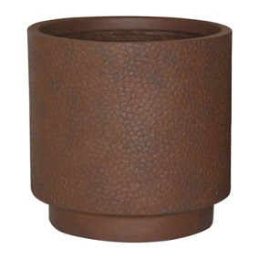 IDEALIST Hammered Stone Brown Cylinder Outdoor Planter D36 H36 cm, 30.9L