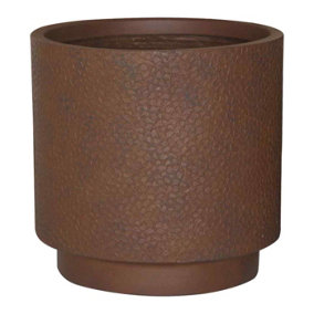 IDEALIST Hammered Stone Brown Cylinder Outdoor Planter D45 H45 cm, 62.4L