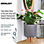 IDEALIST Honeycomb Style Grey Cylinder Planter on Legs, Round Pot Plant Stand Indoor D25 H34 cm, 9.1L