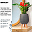 IDEALIST Honeycomb Style Grey Egg Pot with Legs, Round Plant Pot Stand for Indoor Plants D19 H34 cm, with Inner Top D15,5 cm, 7L