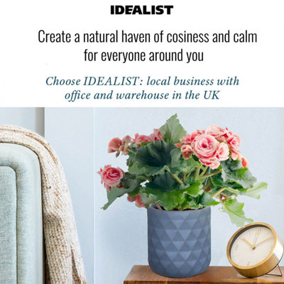 IDEALIST™ Indoor Plant Pot, D13 H17 cm Grey Reinforced Stone Round Planter, Succulent Pot, Hanging Plant Pot