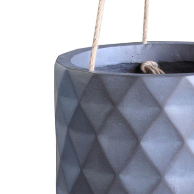 IDEALIST™ Indoor Plant Pot, D13 H17 cm Grey Reinforced Stone Round Planter, Succulent Pot, Hanging Plant Pot