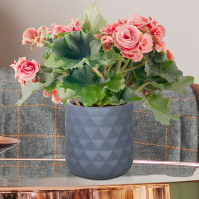 IDEALIST™ Indoor Plant Pot, D13 H17 cm Grey Reinforced Stone Round Planter, Succulent Pot, Hanging Plant Pot