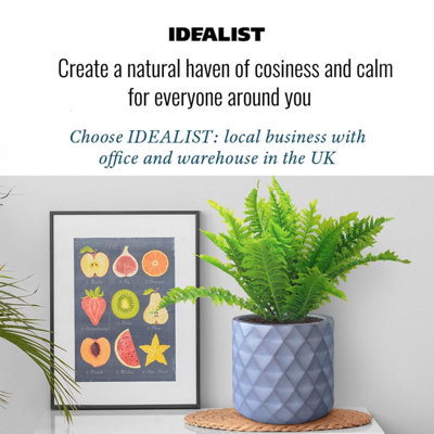 IDEALIST™ Indoor Plant Pot, (Dia) 20cm Grey Reinforced Stone Round Planter Also Can Be Used as Hanging Plant Pot D20 H24 cm