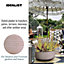 IDEALIST Large Ribbed Taupe Light Concrete Garden Bowl Planter, Outdoor Plant Pot H18 D43 cm, 26L