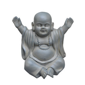 IDEALIST Laughing Baby Monk Moss Washed Indoor and Outdoor Statue L35.5 W25.5 H31.5 cm