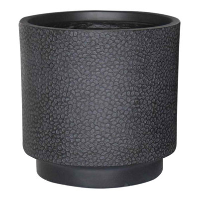 IDEALIST Lite Hammered Stone Black Cylinder Outdoor Planter D36 H36 cm, 30.9L