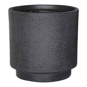 IDEALIST Lite Hammered Stone Black Cylinder Outdoor Planter D36 H36 cm, 30.9L