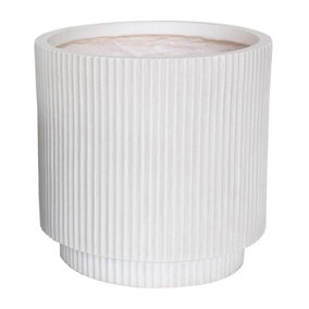 IDEALIST Lite Vertical Ribbed White Cylinder Outdoor Planter D30 H30 cm, 16L