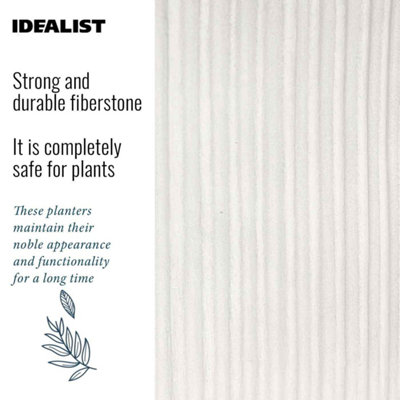 IDEALIST Lite Vertical Ribbed White Cylinder Outdoor Planter D45 H45 cm, 59.5L