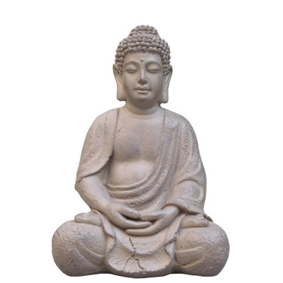 IDEALIST™ Meditating Buddha Statue 16 Inch Tall, Terracotta Reinforced Stone Figurine for Home and Garden L30 W24 H41 cm