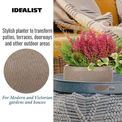 IDEALIST Mesh Style Taupe Bowl Planter Outdoor Plant Pot D29 H13.5 cm, 9L