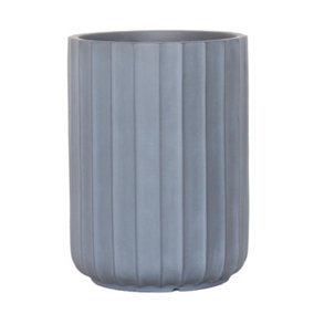 IDEALIST Modern Ribbed Light Grey Cylinder Garden Round Planter, Outdoor Plant Pot D30 H41 cm, 29L