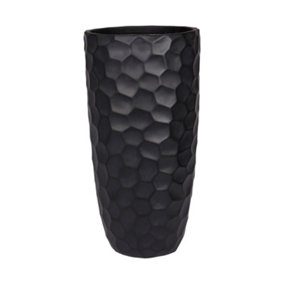 IDEALIST Mosaic Style Black Tall Round Vase Planter Outdoor Plant Pot D31.5 H61 cm, 47L