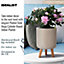 IDEALIST Plaited Style Beige Cylinder Planter on Legs, Round Pot Plant Stand Indoor D24 H35 cm, 8.7L