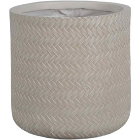 IDEALIST Plaited Style Beige Planter Table, Round Indoor Plant Pot Also Can Be Used as Hanging Planter D18 H18 cm, 4.6L