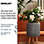 IDEALIST Ribbed Black Cylinder Planter on Legs, Round Pot Plant Stand Indoor D25.5 H36 cm, 10.4L